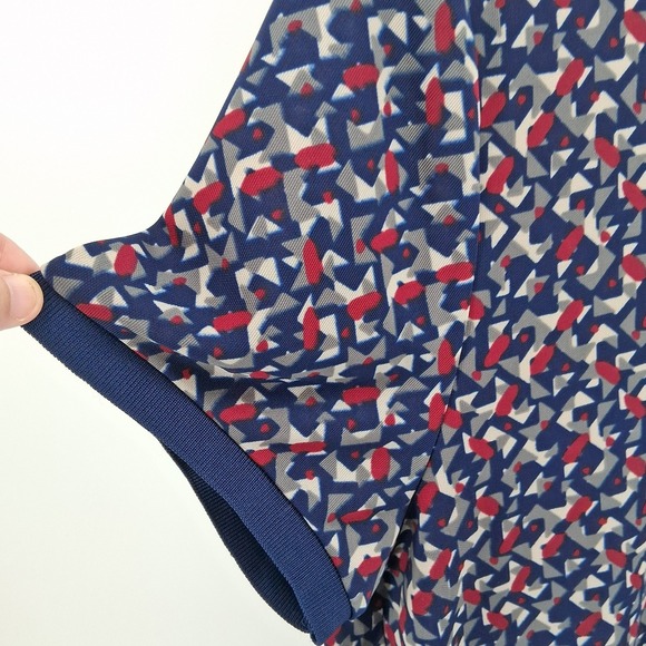 Lauren Ralph Lauren Geometric Top Womens Sz XL Navy Fall Career Dark Academia - Picture 6 of 10